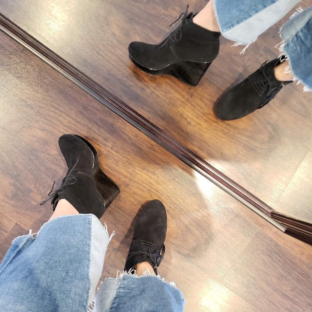 Diesel black suede wedge boots/ booties - Picture 2 of 8